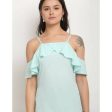 Aastha Fashion Women s Mint Green Polyester Solid Casual Top Online