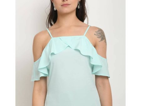 Aastha Fashion Women s Mint Green Polyester Solid Casual Top Online