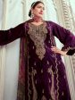 Aastha Fashion Women s Purple Velvet Cording with Digital Printed Kurta with Trouser & Dupatta Online