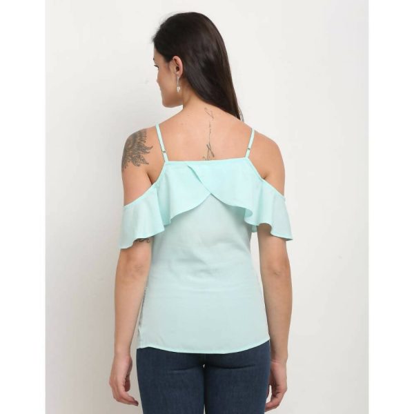 Aastha Fashion Women s Mint Green Polyester Solid Casual Top Online