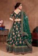 Aastha Fashion Women s Ethnic Dark Green Colored Bridal Wear Designer Embroidered Lehenga choli Discount