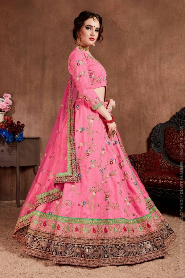 Aastha Fashion Women s Elegant Pink Designer Embroidered Bridal Wear Lehenga Choli on Sale