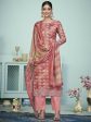 Aastha Fashion Women s Peach Muslin Digital Print with Resham Thread work Kurta with Trouser & Dupatta Fashion