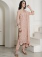 Aastha Fashion Women s Peach Georgette Floral Resham Thread with Cording & Crystal work Kurta with Trouser & Dupatta For Sale