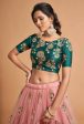 Aastha Fashion Women s Amazing Peach Thread Embroidered Net Wedding Lehenga Choli Fashion