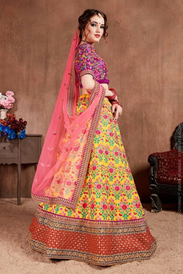 Aastha Fashion Women s Lovely Yellow Colored Bridal Wear Embroidered Lehenga Choli Discount