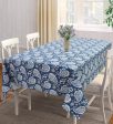 AIRWILL 100% Cotton Self Designed 4 Seater Table Cloth - Blue on Sale