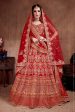 Aastha Fashion Women s Flattering Red Colored Designer Bridal Wear Embroidered Lehenga Choli For Discount