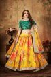 Aastha Fashion Women s Yellow-Green Floral Digital Printed Organza Bridal Lehenga Choli Sale