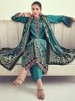 Aastha Fashion Women s Teal Muslin Floral Digital Print with Resham Thread work Kurta with Trouser & Dupatta on Sale