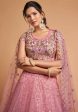 Aastha Fashion Women s Unique Blush Pink Thread Embroidered Net Party Wear Lehenga Choli Supply