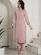 Aastha Fashion Women s Pink Georgette Floral Resham Thread with Cording & Crystal work Kurta with Trouser & Dupatta For Discount