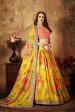 Aastha Fashion Women s Yellow Digital Printed Organza Silk Wedding Lehenga Choli With Orange Blouse Hot on Sale