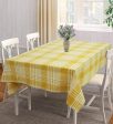 Airwill 100% Cotton Checkered Pattern 4 Seater Square Table Cover - Yellow Hot on Sale