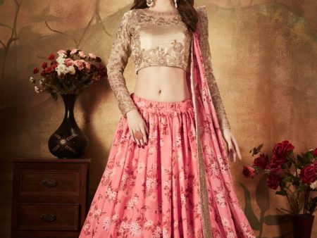 Aastha Fashion Women s Ravishing Pink Sabyasachi Digital Printed Organza Party Wear Lehenga Choli With Blouse Discount