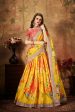 Aastha Fashion Women s Yellow Digital Printed Organza Silk Wedding Lehenga Choli With Orange Blouse Hot on Sale