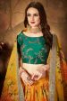 Aastha Fashion Women s Yellow-Green Floral Digital Printed Organza Bridal Lehenga Choli Sale