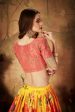 Aastha Fashion Women s Yellow Digital Printed Organza Silk Wedding Lehenga Choli With Orange Blouse Hot on Sale