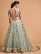 Aastha Fashion Women s Remarkable Pista Green Thread Net Party Wear Lehenga Choli Discount