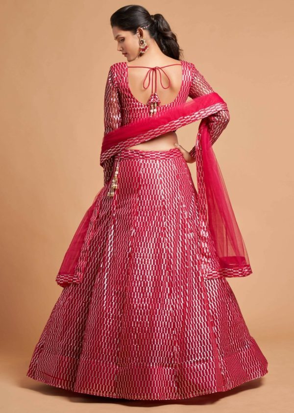 Aastha Fashion Women s Superb Hot Pink Thread Embroidered Net Party Wear Lehenga Choli on Sale