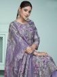 Aastha Fashion Women s Purple Muslin Digital Print with Resham Thread work Kurta with Trouser & Dupatta on Sale