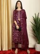 Aastha Fashion Women s Wine Pashmina Floral Digital Printed Kurta with Trouser & Dupatta Online Sale