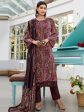 Aastha Fashion Women s Wine Velvet Digital Print with Resham Thread work Kurta with Trouser & Dupatta Supply