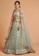 Aastha Fashion Women s Remarkable Pista Green Thread Net Party Wear Lehenga Choli Discount