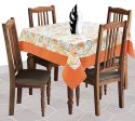 Airwill Cotton Floral Pattern 4 Seater Table Cloth - Orange Hot on Sale