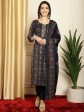 Aastha Fashion Women s Navy Blue Pashmina Floral Digital Printed Kurta with Trouser & Dupatta Sale