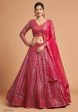 Aastha Fashion Women s Superb Hot Pink Thread Embroidered Net Party Wear Lehenga Choli on Sale