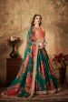 Aastha Fashion Women s Refreshing Dark Green Floral Print Organza Silk Wedding Lehenga Choli With Orange Blouse Sale