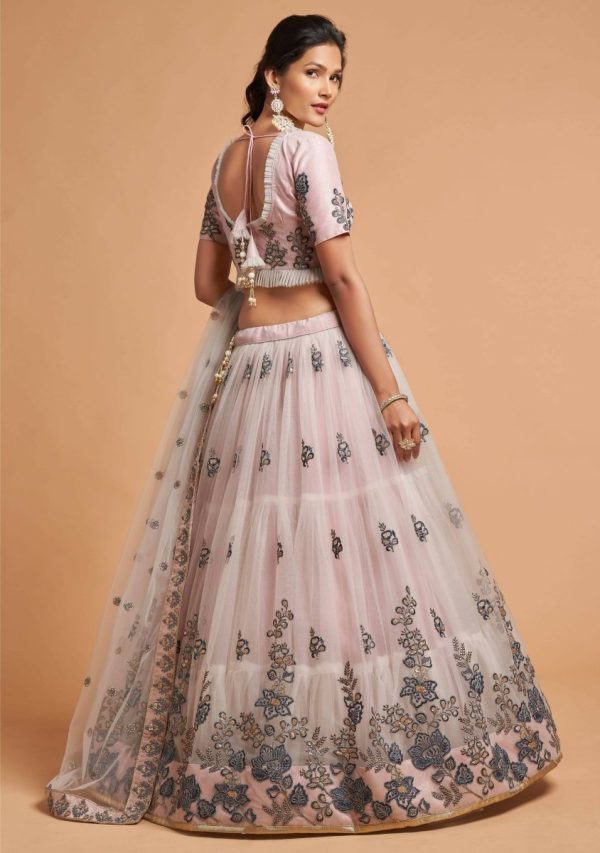 Aastha Fashion Women s Super Grey Zari Embroidery Net Party Wear Lehenga Choli Supply