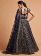 Aastha Fashion Women s Wonderful Navy Blue Thread Embroidered Net Party Wear Lehenga Choli Discount