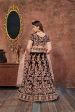 Aastha Fashion Women s Dark Maroon Thread Embroidery Velvet Silk Bridal Lehenga Choli Cheap