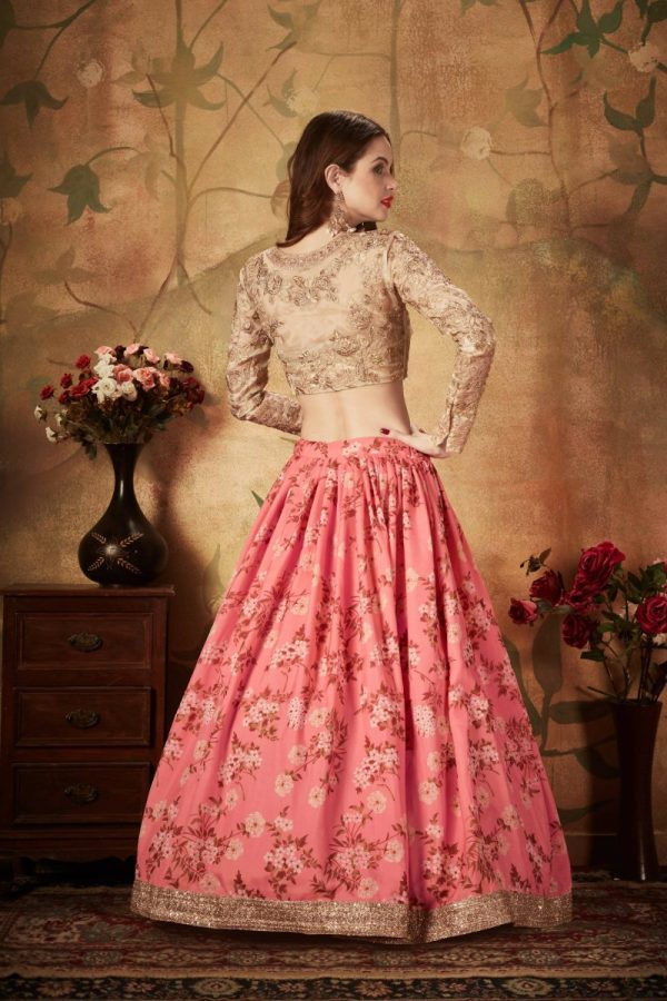 Aastha Fashion Women s Ravishing Pink Sabyasachi Digital Printed Organza Party Wear Lehenga Choli With Blouse Discount