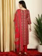 Aastha Fashion Women s Red Pashmina Floral Digital Printed Kurta with Trouser & Dupatta For Sale