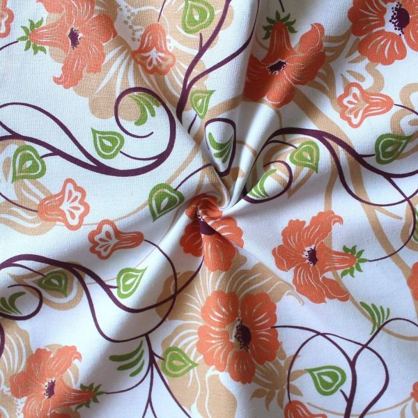 Airwill Cotton Floral Pattern 4 Seater Table Cloth - Orange Hot on Sale