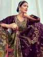 Aastha Fashion Women s Purple Velvet Cording with Digital Printed Kurta with Trouser & Dupatta Online