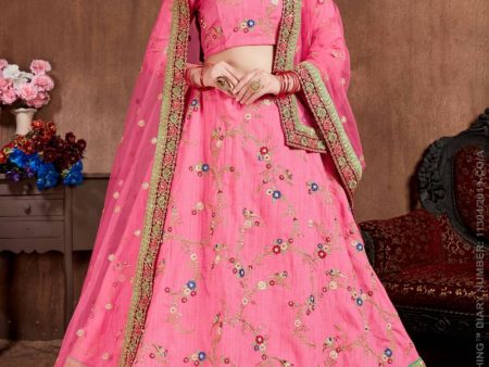 Aastha Fashion Women s Elegant Pink Designer Embroidered Bridal Wear Lehenga Choli on Sale