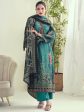 Aastha Fashion Women s Teal Muslin Floral Digital Print with Resham Thread work Kurta with Trouser & Dupatta on Sale