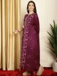 Aastha Fashion Women s Wine Pashmina Floral Digital Printed Kurta with Trouser & Dupatta Online Sale