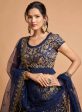 Aastha Fashion Women s Wonderful Navy Blue Thread Embroidered Net Party Wear Lehenga Choli Discount