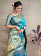 Aastha Fashion Teal Woven Paithani Silk Saree with Blouse For Discount