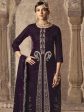 Aastha Fashion Women s Wine Velvet Floral Resham Thread with Jari work Kurta with Trouser & Dupatta Hot on Sale