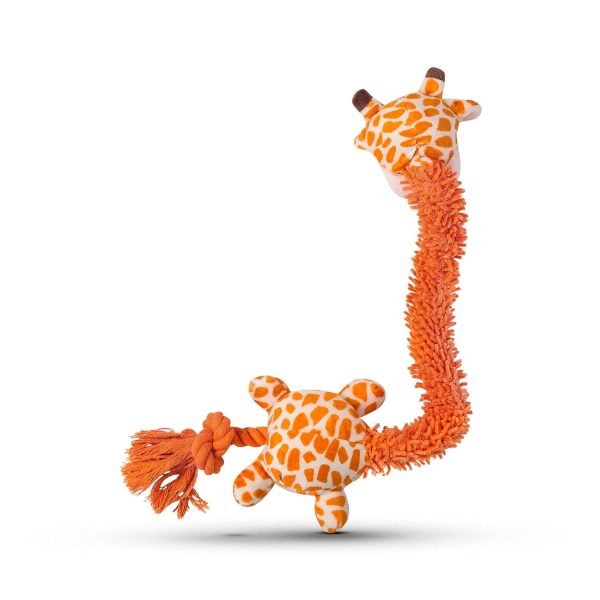 BarkButler Garry The Giraffe Soft Squeaky Plush Dog Toy - Orange Online now